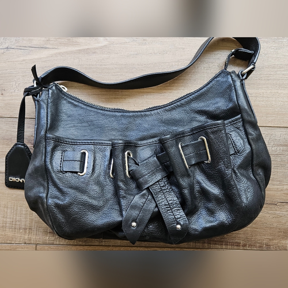 DKNY Black Leather Shoulder Bag